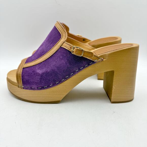 Swedish Hasbeens Womens Sophisticated Slip In Heels EU 40 US 10 Purple Suede EUC - Picture 9 of 14